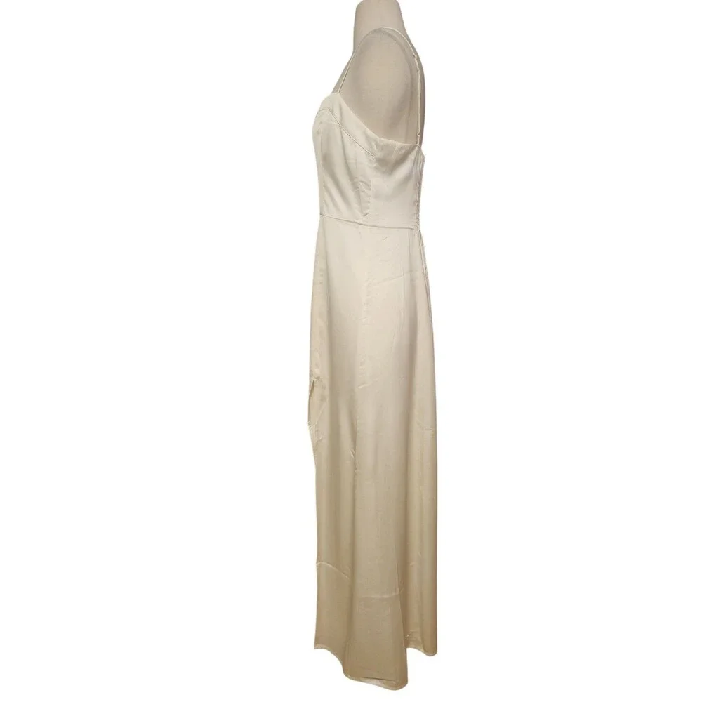 Abercrombie & Fitch Maxi Slip Dress Womens M Ivory Destination Wedding High Slit